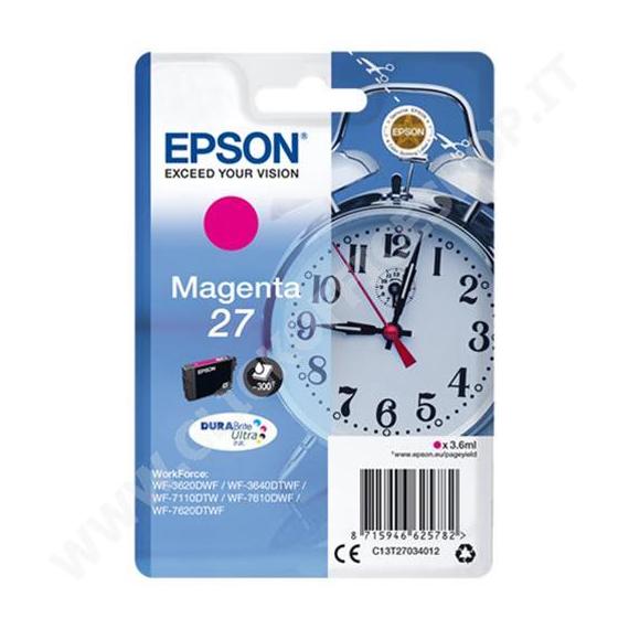 ORIGINALE EPSON T2703 MAGENTA C13T27034012 PER EPSON WF3620 WF3640 WF7110 WF7610 WF7620 27 3,6ml 300 PAGINE