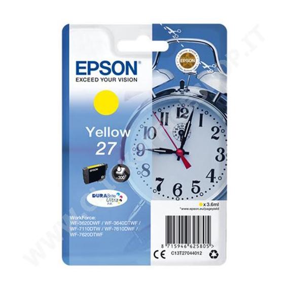 ORIGINALE EPSON T2704 GIALLA C13T27044012 PER EPSON WF3620 WF3640 WF7110 WF7610 WF7620 27 3,6ml 300 PAGINE