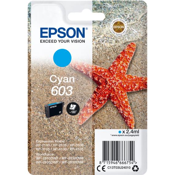 ORIGINALE EPSON T603 CIANO C13T03U24010 PER EPSON PER XP-2100,3100,WF-2810,2830,2835 CAPACITA 130 PAGINE