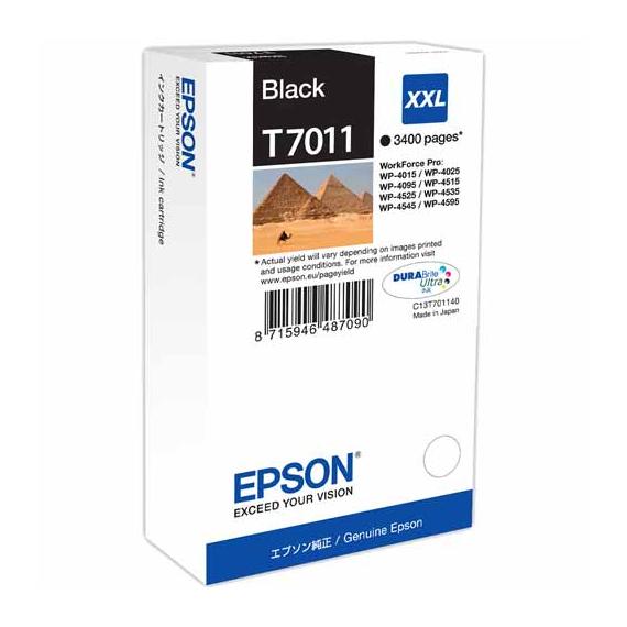 ORIGINALE EPSON T7011XXL NERA C13T70114010 PER EPSON Workforcepro 4015DN,4515DN,4525DNF CAPACITA 3400 PAGINE