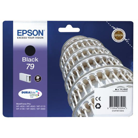 ORIGINALE EPSON T7911 NERA C13T79114010 PER EPSON WF4630 4640 5620 5110DW 5690DW 5190DW 79 14.4ML - 900 PAG.
