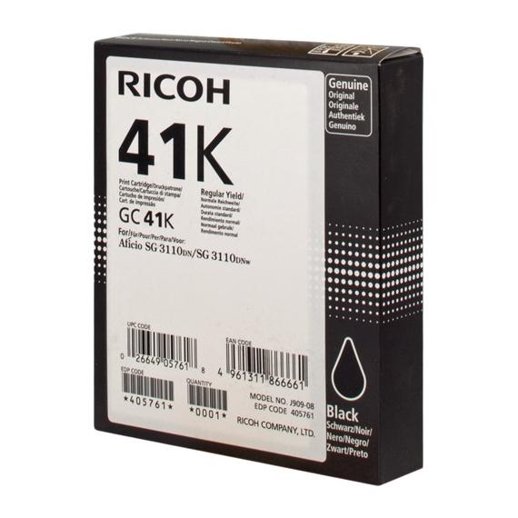 ORIGINALE RICOH GC41K GEL NERA 405761 PER RICOH Aficio SG 3110DN SG 3100SNW 3110SFNW GC-41K 2.500 PAGINE