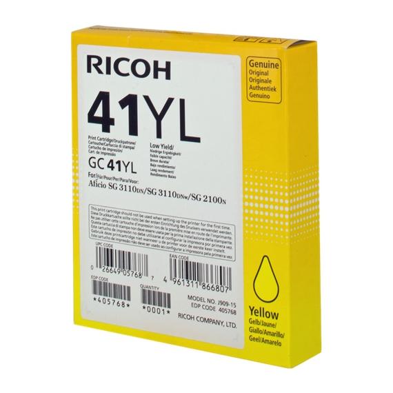 ORIGINALE RICOH GC41YL GEL GIALLA 405768 PER RICOH Aficio SG 3110DN SG 3100SNW 3110SFNW SG2100N 7100DN GC-41YL 600 PAGINE