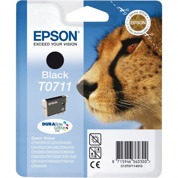 ORIGINALE T0711 NERA PER Epson Stylus D78D78D92DX 4000 C13T07114012 CAPACITA 7,4ml