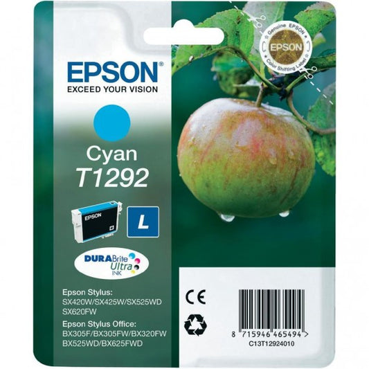 ORIGINALE T1292 CIANO CARTUCCIA ORIGINALE PER EPSON SX420 525WD 620FW BX320 C13T12924012 CAPACITA 7ML