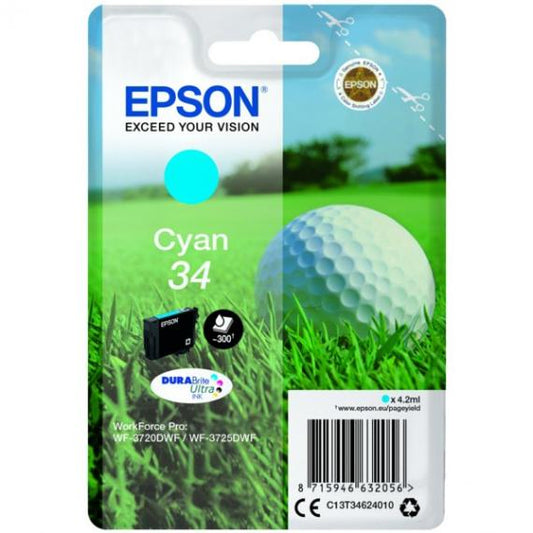 ORIGINALE T3462 CIANO PER EPSON WORKFORCE PRO WF3720DWF, WF3725DWF C13T34624010 CAPACITA 4,2ML