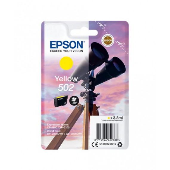 Originale T502 giallo C13T02V44010 cartuccia per Epson Workforce 2860,2865,Expression Home XP-5100 capacità 165 pagine 3.3ml