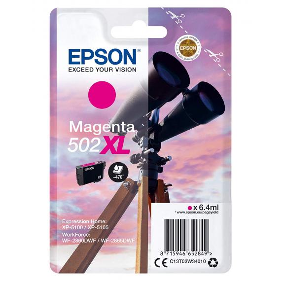 ORIGINALE T502XL MAGENTA C13T02W34020 CARTUCCIA PER EPSON WORKFORCE 2860,2865,EXPRESSION HOME XP-5100,5105 470 PAGINE 6,4ml