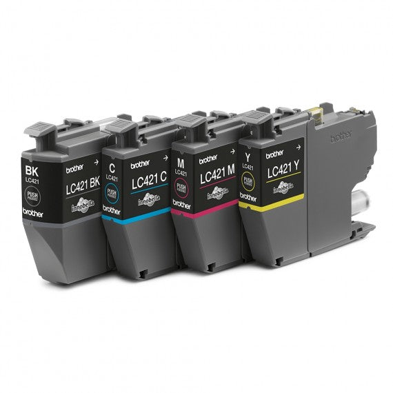 PACK ORIGINALE BROTHER LC421VAL 4 CARTUCCE ORIGINALI PER BROTHER DCP-J1050DW,J1140DW,MFC-J1010DW LC-421BK-C-M-Y 200 PAGINE CAD.