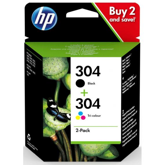 PACK ORIGINALE HP 304BK + 304C 3JB05AE PER HP DeskJet 3720 3730 3732 N9K05AE + N9K06AE