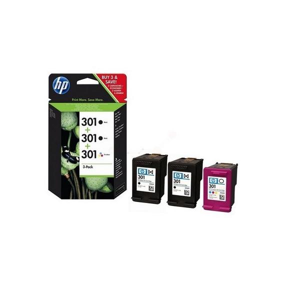 PACK ORIGINALE HP N2 HP  301BK + N1 HP 301C E5Y87EE CARTUCCIA ORIGINALE STANDARD N2 CH561EE + N1 CH562EE