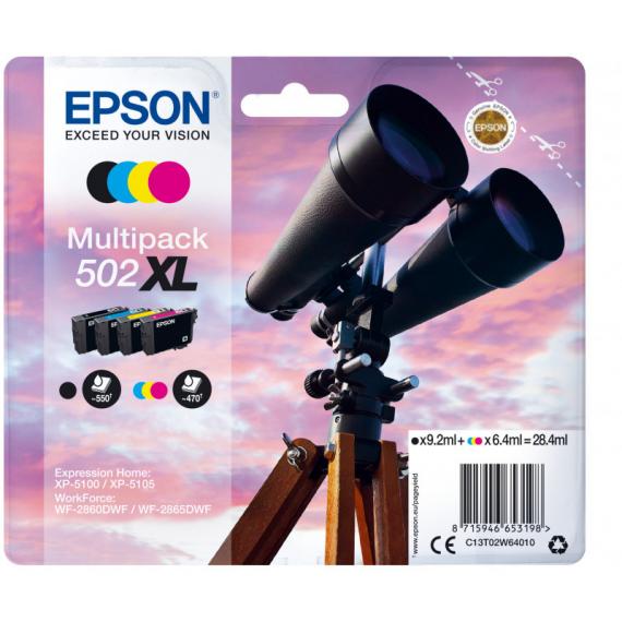 PACK ORIGINALE T502XL BK-C-M-Y C13T02W64020 CARTUCCIA PER EPSON WORKFORCE 2860,2865,EXPRESSION HOME XP-5100,5105