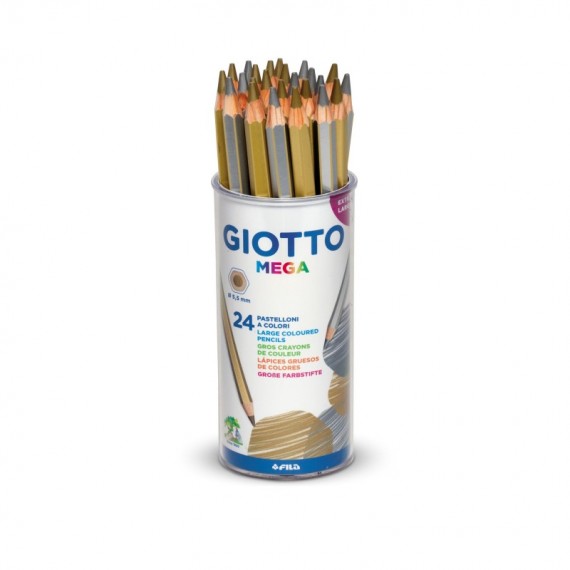 Pastelli Mega - diametro mina 5,5 mm - oro/argento - Giotto - barattolo 24 pezzi