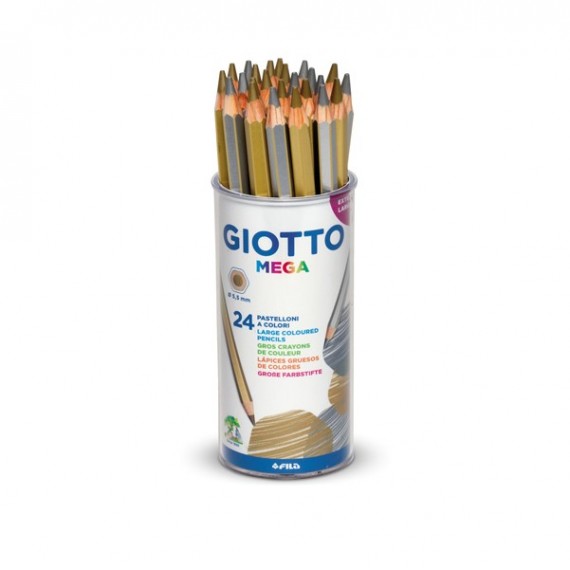 Pastelli Mega - diametro mina 5,5 mm - oro/argento - Giotto - barattolo 24 pezzi