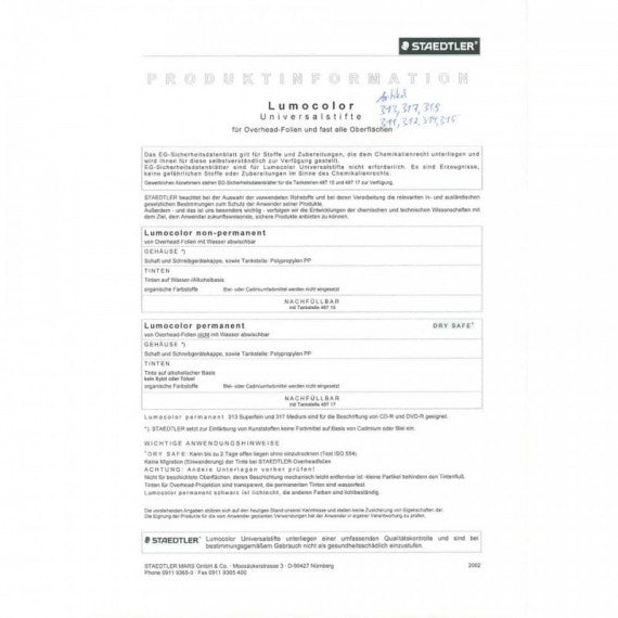 Penna a punta sintetica Staedtler Lumocolor® non-permanent 315 M 1 mm rosso - 315-2