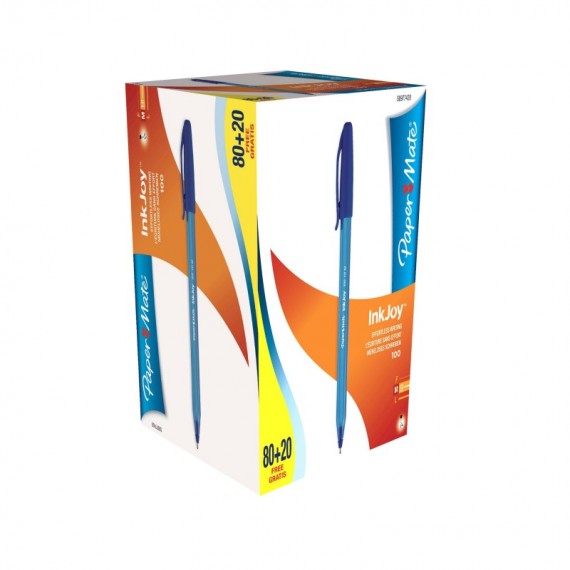 Penna a sfera con cappuccio Inkjoy 100 RT - punta 1,0mm - blu - Papermate - conf. 80+20 pezzi