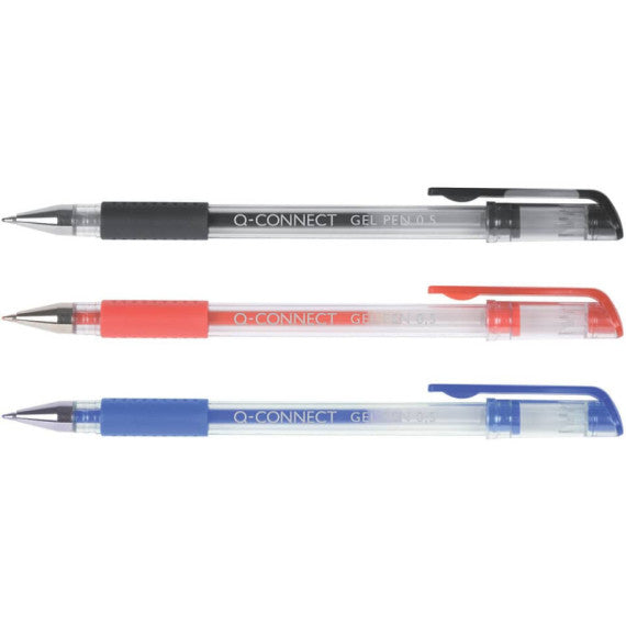Penna a sfera inchiostro gel Q-Connect con cappuccio 0,5 mm blu - conf. 10 pezzi - KF21717
