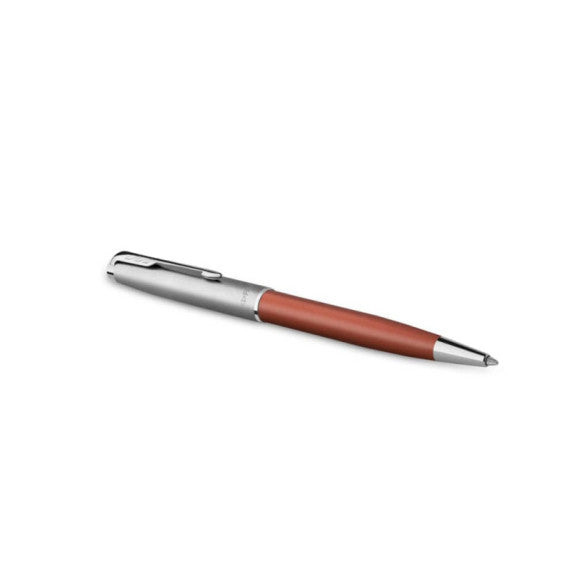 Penna a sfera Parker Sonnet Sand Blasted Metal punta M inchiostro nero Parker Orange CT - 2169361