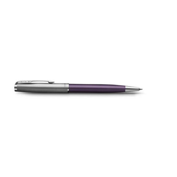 Penna a sfera Parker Sonnet Sand Blasted Metal punta M inchiostro nero Parker Violet CT - 2169369