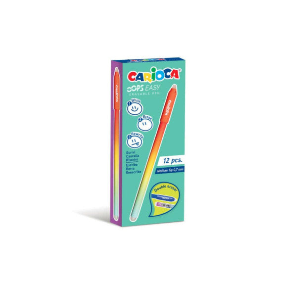 Penna cancellabile Carioca Oops Easy punta media 0,7 mm conf. da 12 pz rosso 43500/03