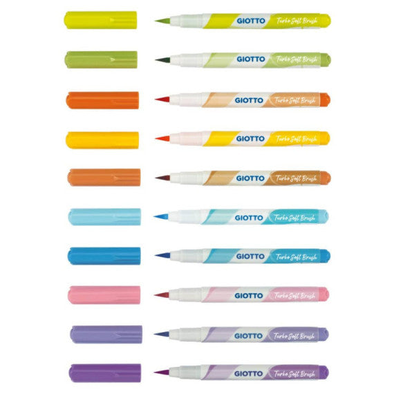 Pennarelli acquerellabili con punta a pennello Giotto Turbo Soft Brush conf. 10 colori assortiti Pastel - F426900