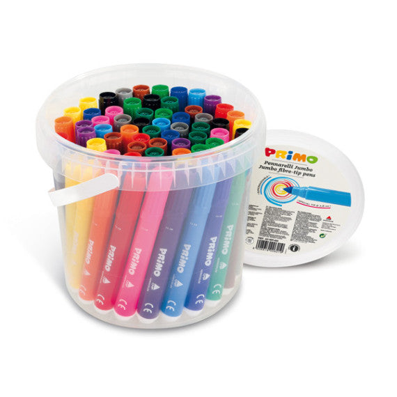Pennarelli Jumbo - punta ø7,6mm - colori assortiti - Primo - secchiello 60 pezzi