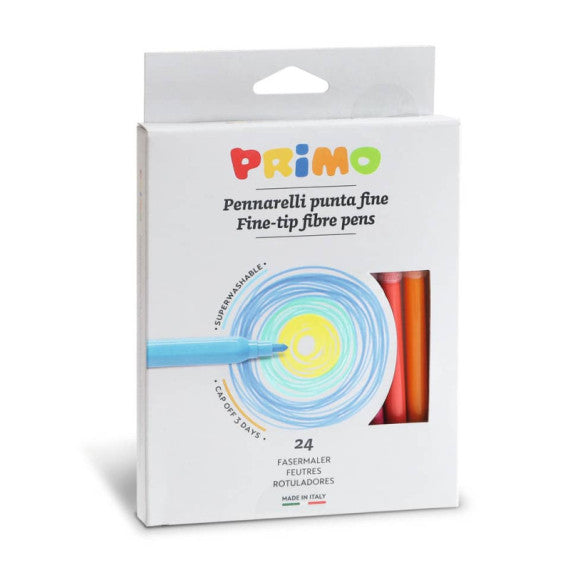 Pennarelli superlavabili punta fine Primo diametro 2,5 mm - colori assortiti scatola di cartone 24 pezzi - 602PEN24