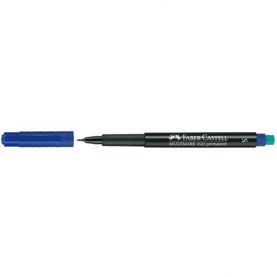 Pennarello Multimark universale permanente con gomma - punta superfine 0,4mm - blu - Faber Castell