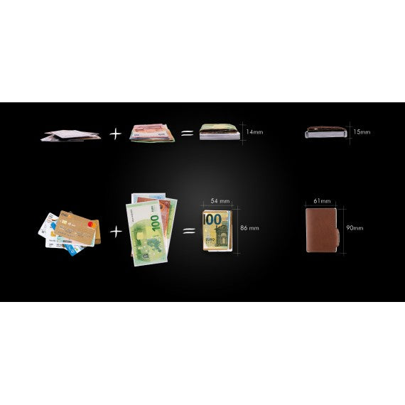 PORTA TESSERE MONDRAGHI ELEGANCE BLACK - MINI WALLET IN PELLE CON PROTEZIONE RFID - 9 TESSERE CARDS + BANCONOTE MADE IN ITALY