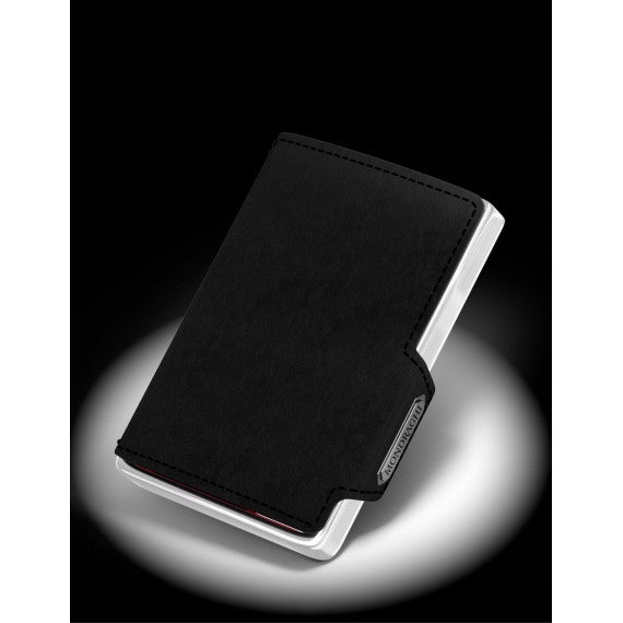 PORTA TESSERE MONDRAGHI ELEGANCE BLACK - MINI WALLET IN PELLE CON PROTEZIONE RFID - 9 TESSERE CARDS + BANCONOTE MADE IN ITALY