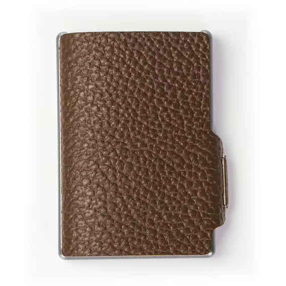 Porta tessere Mondraghi ONE BROWN,mini wallet in pelle con protezione RFID,fino a 9 cards + banconote Made in Italy