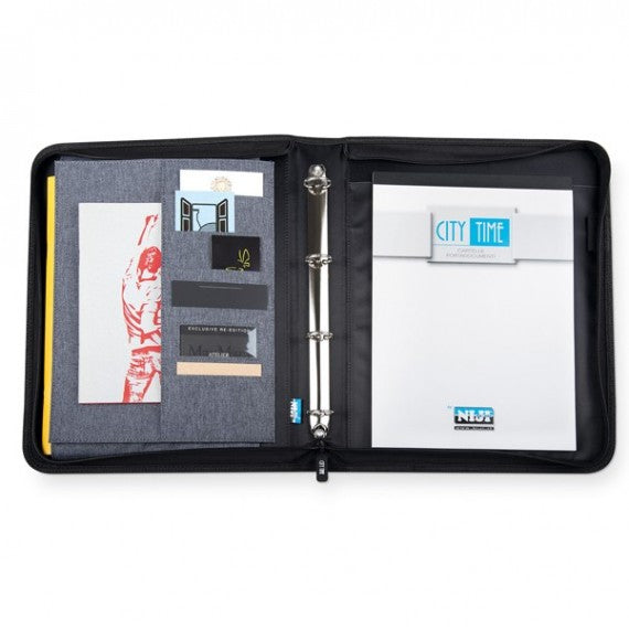 Portablocco - tessuto - c/anelli - grigio scuro - 28,5x36 cm - City Time