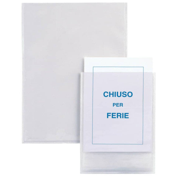 Portaetichette adesive Sei Rota IesTI in PVC trasparente 15x21 cm - A5 - conf. 5 pezzi - 321116 CF20 /13