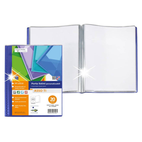 Portalistini personalizzabili Sei Rota Asso Ti in PP liscio 15x21 cm - 20 buste - 57262007