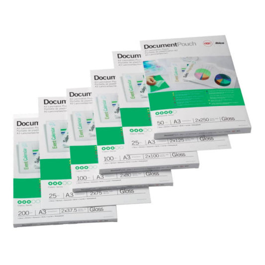 Pouches per plastificatrici GBC matt - 2x75 µm - opache - A3  Conf. 100 pezzi  - 41660E