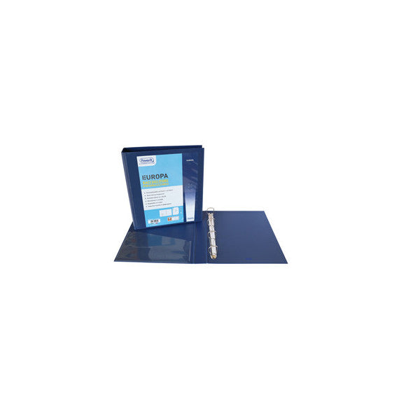Raccoglitore personalizzabile Europa - 4 anelli a D 30 mm - dorso 4 cm - 22x30 cm - blu - Favorit