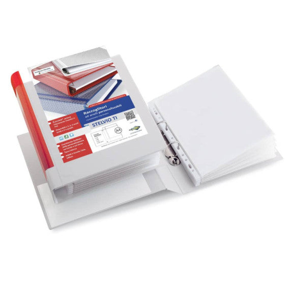 Raccoglitore personalizzabile Sei Rota Stelvio TI A4 - 2 anelli D 50 mm - dorso 7,5 cm bianco - 35504601