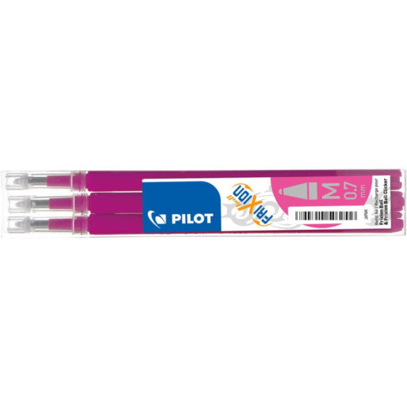 Refill penne a sfera Pilot Frixion Ball e Clicker 0,7 mm rosa Set 3 pezzi - 006648