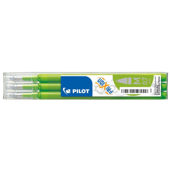 Refill penne a sfera Pilot Frixion Ball e Clicker 0,7 mm verde chiaro Set 3 pezzi - 006608