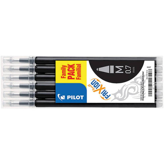 Refill sfera Pilot Frixion Ball e Clicker 0,7 mm nero Conf. 6 pezzi - 006642