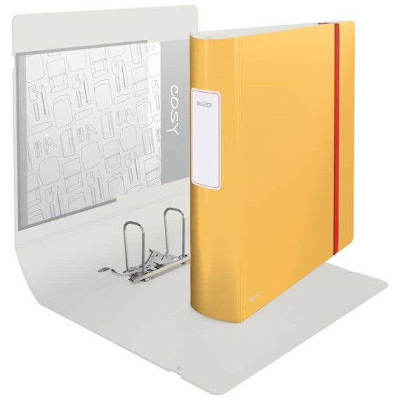 Registratore Leitz Cosy Active con meccanismo a leva 180° - A4 - dorso 8,2 cm - giallo caldo - 10380019