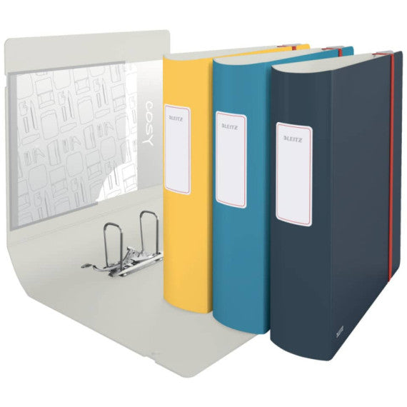 Registratore Leitz Cosy Active con meccanismo a leva 180° - A4 - dorso 8,2 cm - grigio velluto - 10380089