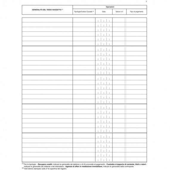 Registro antiriciclaggio operatori non finanziari - 31 x 24 - 96 fogli - Edipro