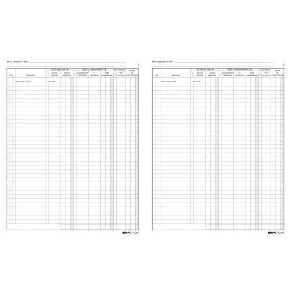 Registro cespiti ammortizzabili - 31 x 24,5cm - 47pg - numerate - Edipro