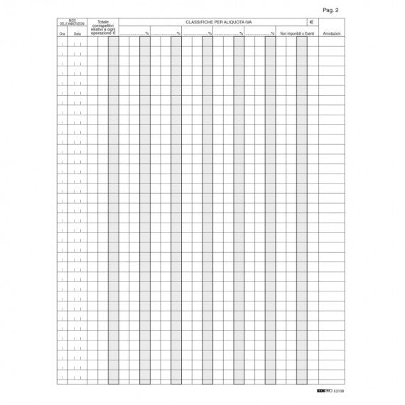 Registro Iva corrispettivi per mancato funzionamento registro cassa - 31 x 24,5cm - 46pg - pagine numerate - Edipro