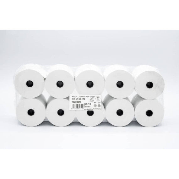 Rotoli registratore di cassa Rotolificio Pugliese Exclusive BPA FREE conf. 10 pz 57 mm x 80 m - NBA5780TQ