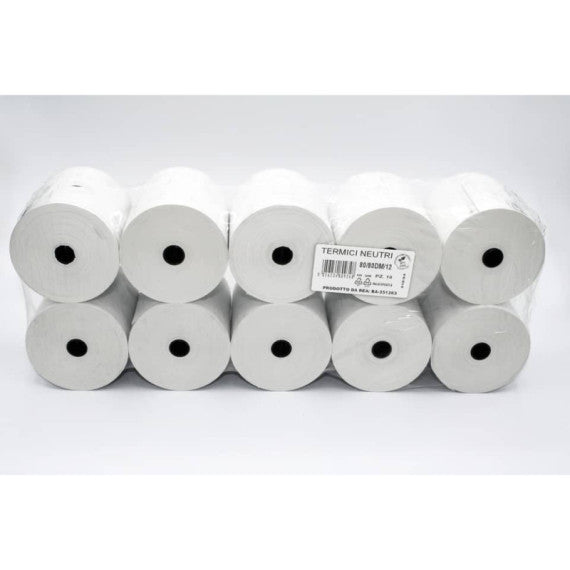 Rotoli stampante termica non fiscale Rotolificio Pugliese conf. 10 pz - 80 mm x 80 m - 8080DM