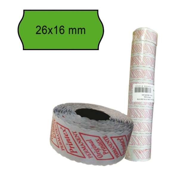 Rotolo da 1000 etichette a onda per Printex Smart 16/2616 e Z Maxi 6/2616 - 26x16 mm - adesivo permanente - rosso - Prin