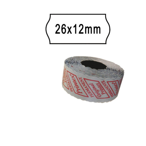 Rotolo da 1000 etichette a onda per Printex Smart 8/2612 - 26x12 mm - adesivo removibile - bianco - Printex - pack 10 ro