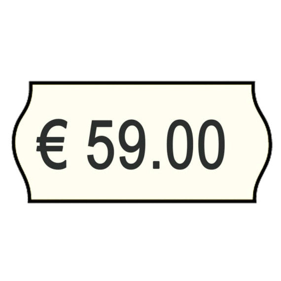 Rotolo da 1000 etichette per prezzatrice Printex sagomate 26x12 mm bianco permanente conf. 10 rotoli - 2612sbp10